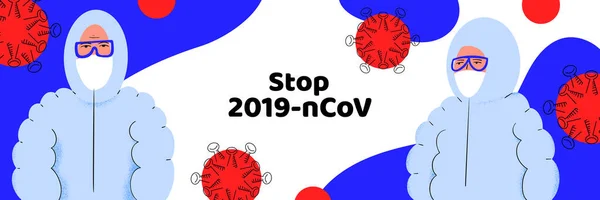 Pandemické Lékařské Koncepce Banner Nebezpečnými Buňkami Vektorové Ilustrace Koronavirová Epidemie — Stockový vektor