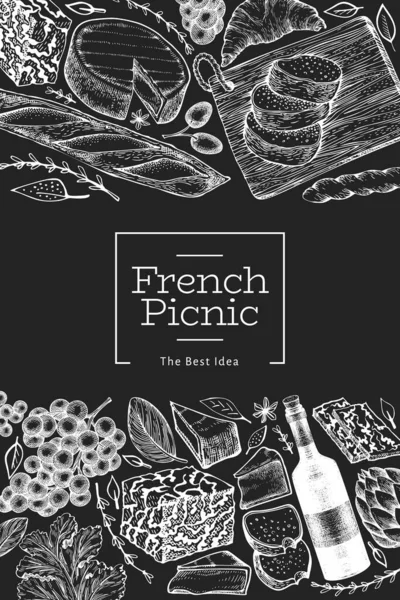 Francês Modelo Design Ilustração Alimentos Vetor Desenhado Mão Ilustrações Refeição —  Vetores de Stock
