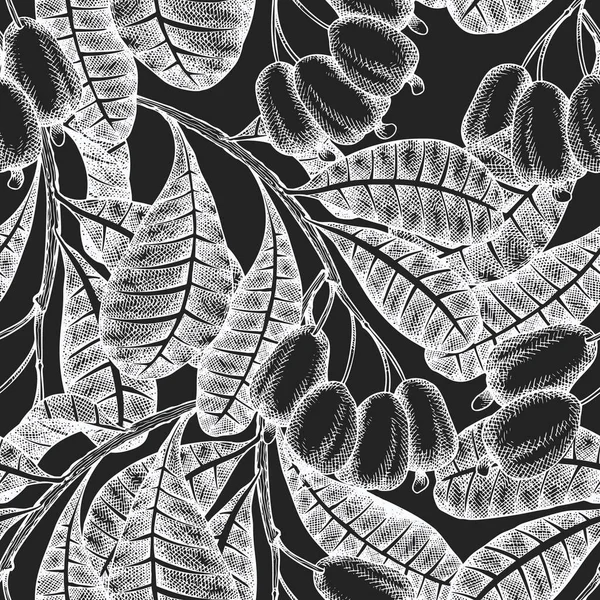 손으로 스케치캐 솔기없는 패턴이다 식물성 일러스트가 칠판에 있습니다 빈티지 견과류의 — 스톡 사진