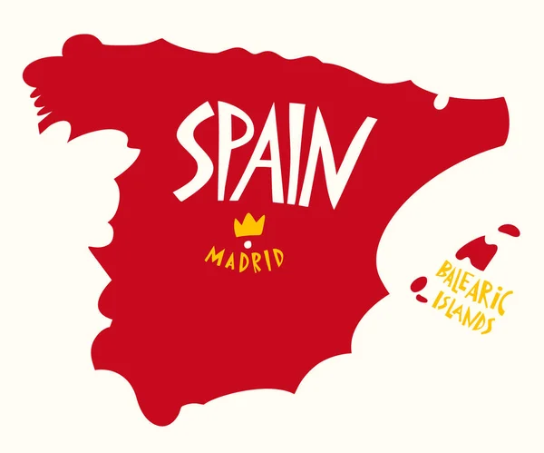 Vector Hand Drawn Stylized Map Spain Travel Illustration Spain Kingdom — Stock Photo, Image