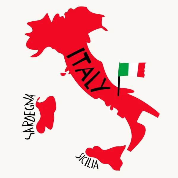 Wektor Ręcznie Rysowane Stylizowane Mapy Włoch Ilustracja Podróży Kształtu Republiki — Wektor stockowy