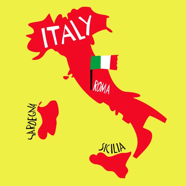 Wektor Ręcznie Rysowane Stylizowane Mapy Włoch Ilustracja Podróży Kształtu Republiki — Wektor stockowy