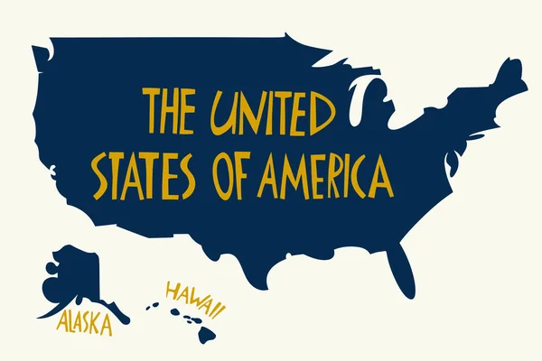 Vector Drawing Map 미국의 미국의 국기에 설명이다 손으로 아메리카 — 스톡 벡터