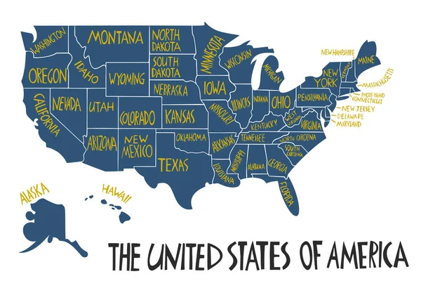 Carte Stylisée Vectorielle Dessinée Main Des États Unis Amérique Illustration — Image vectorielle