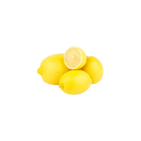 Fresh yellow lemons, isolated on white — Stock Photo, Image