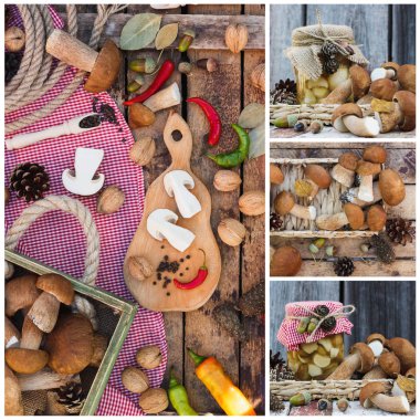 Farklı bir sonbahar dekorasyonları ile beyaz mantar