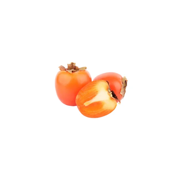 Três Persimmons laranja, isolado em branco — Fotografia de Stock