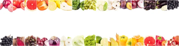 Linee da diverse verdure colorate e frutta, isolate — Foto Stock