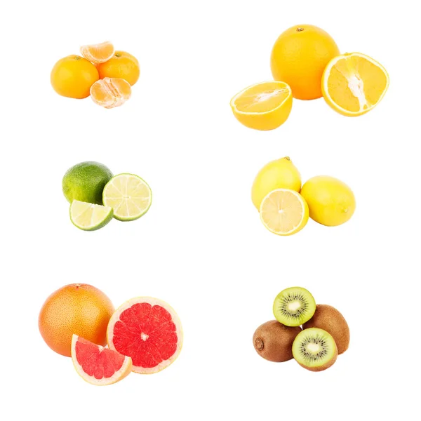 Set of different raw fruits, isolated — Stock Photo, Image