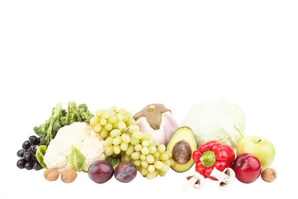 Zestaw wielobarwny, świeże, surowe warzywa i owoce — Zdjęcie stockowe