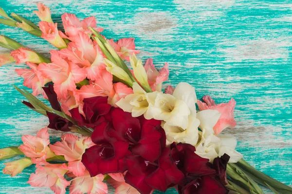 Bouquet of light pink, white and red Gladiolus — Stock Photo, Image