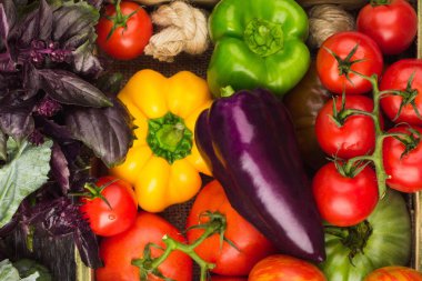 Farklı taze renkli sebze kümesi