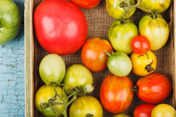 Ahşap tepsi olgun domates tür farklı ayarla