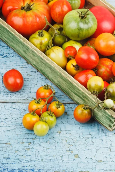 Ahşap tepsi olgun domates tür farklı ayarla