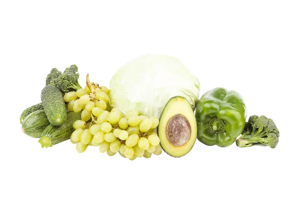 Conceito de dieta: Conjunto de frutas e legumes verdes — Fotografia de Stock