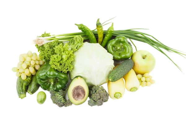 Dieta concetto: Set di frutta e verdura verde — Foto Stock