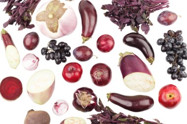 Beyaz izole farklı Menekşe çiğ sebze kümesi