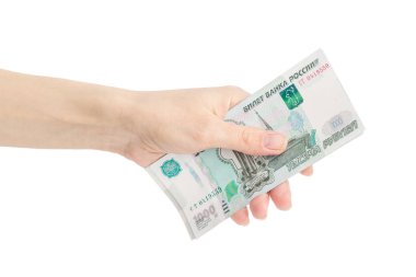 El ile üzerine beyaz izole Rus ruble