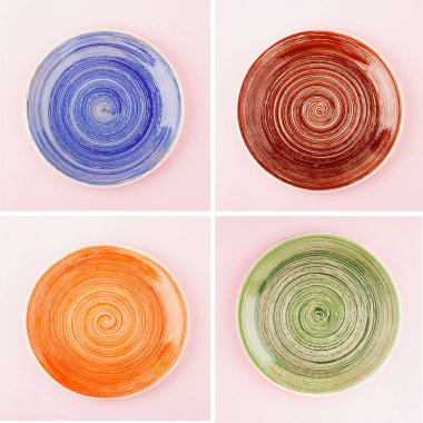 Açık pembe renkli farklı Tabaklarda gelen kolaj