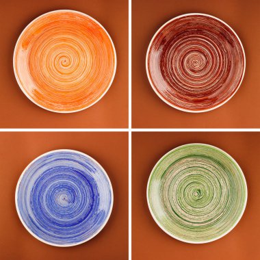 Kahverengi zemin farklı Tabaklarda gelen kolaj