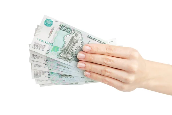 El ile üzerine beyaz izole Rus ruble