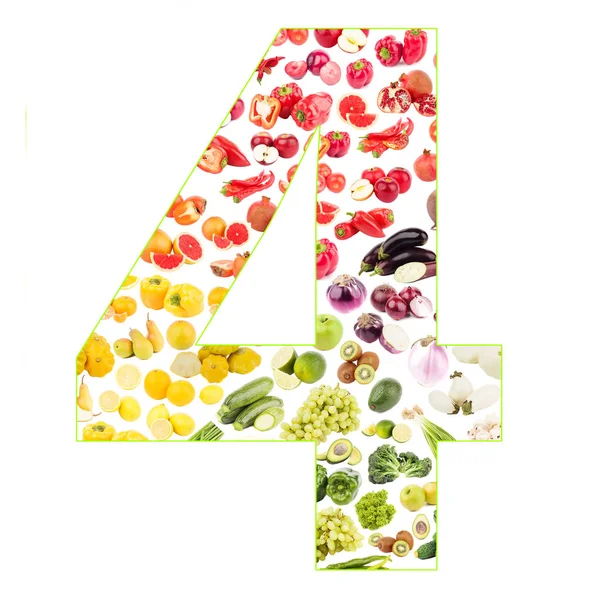 Numeri di frutta e verdura isolati — Foto Stock