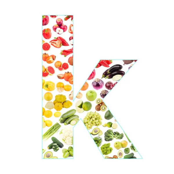 Buchstabe Aus Obst Und Gemüse Isoliert Auf Weiß — Stockfoto
