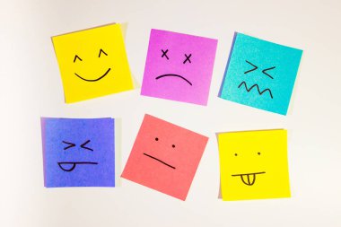 set of funny colored stickers with different emotions clipart
