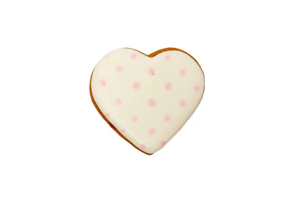 Hintergrund aus rosa Keks Herz mit verschiedenen Mustern geformt, isoliert — Stockfoto