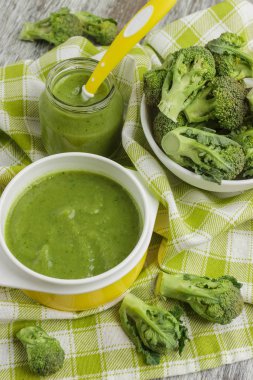Kasede taze brokoli ve ezilmiş, haşlanmış brokoli yapılan püre kısmı