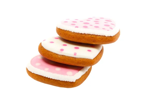 Фон з рожевого печива серце у формі різних візерунків, ізольовані — стокове фото