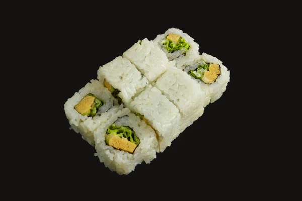 Japanese Food Set Salmon Sushi Rolls Salmon Eel Top View — Stock Photo, Image