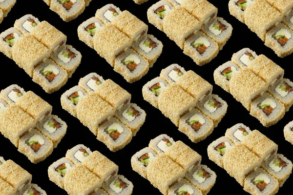 Японська Їжа Набір Суші Лососем Вугром Вид Зверху — стокове фото