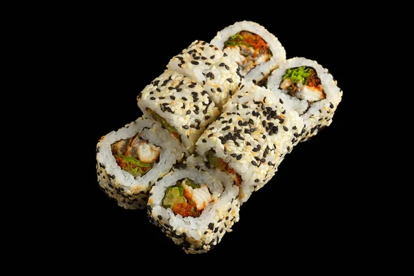 Japanisches Essen Sushi Set Mit Lachs Und Aal Von Oben — Stockfoto