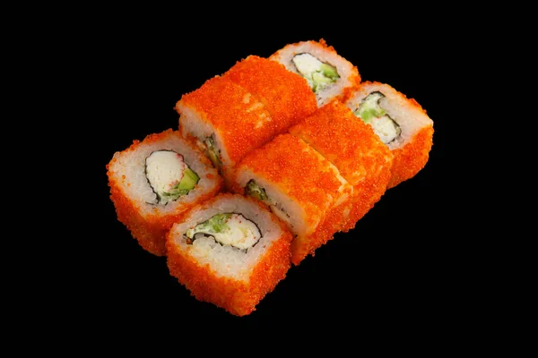 Comida Japonesa Set Sushi Salmón Rollos Con Salmón Anguila Vista — Foto de Stock