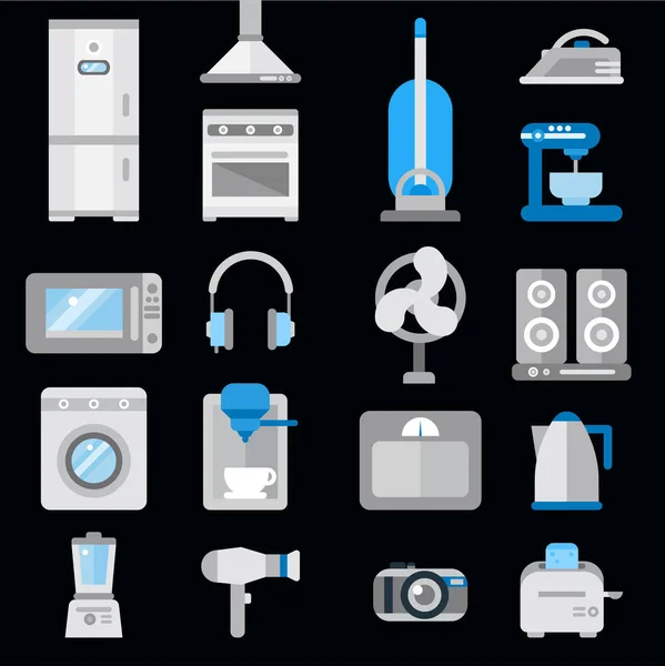 Ícones de linha com elementos de design plano —  Vetores de Stock