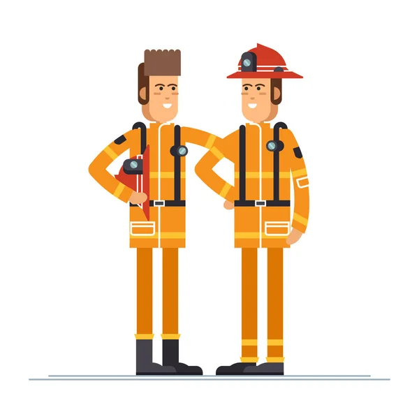 Dos oficiales de bomberos en personal — Vector de stock