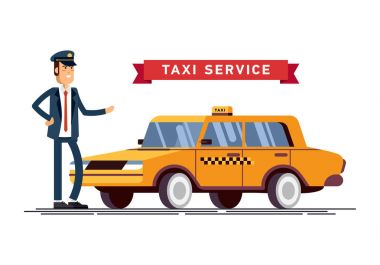 Akıllı telefon hizmeti arka plan ile taksi şoförü çağrı