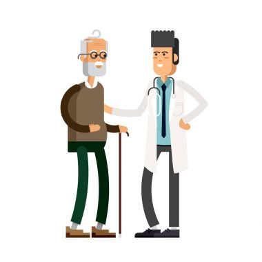 Erkek doktor bir büyükanne yardım