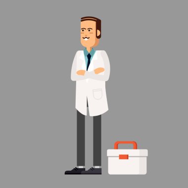 Sakal ve gözlük yakışıklı erkek doktor