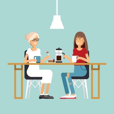 vektör görüntü Café iki kız