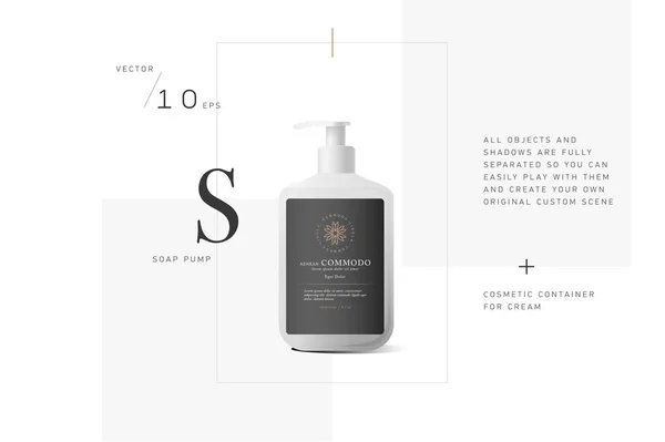 Realistic white bottle of liquid soap — Stock Vector