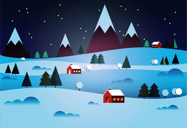 Natur, Winterlandschaft mit Weihnachtsbäumen — Stockvektor