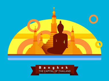 Bangkok, Tayland, Thailand şehrin düz manzara. Asya seyahat