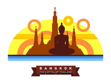 Bangkok, Tayland, Thailand şehrin düz manzara. Asya seyahat