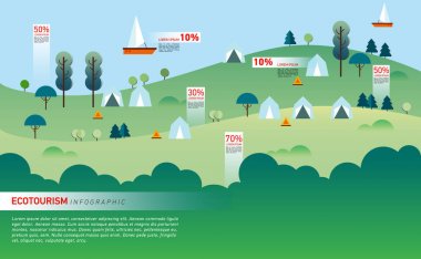 Manzara Infographics. Göl ve Hiking Hills
