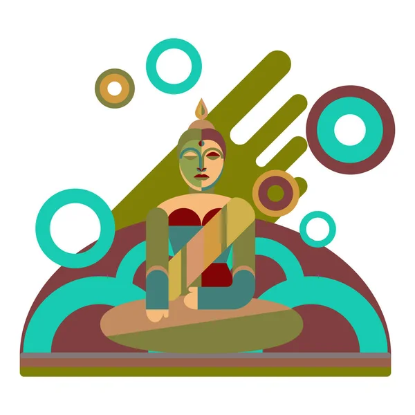 Staty av sittande Buddha. Flat illustration. Religion — Stock vektor