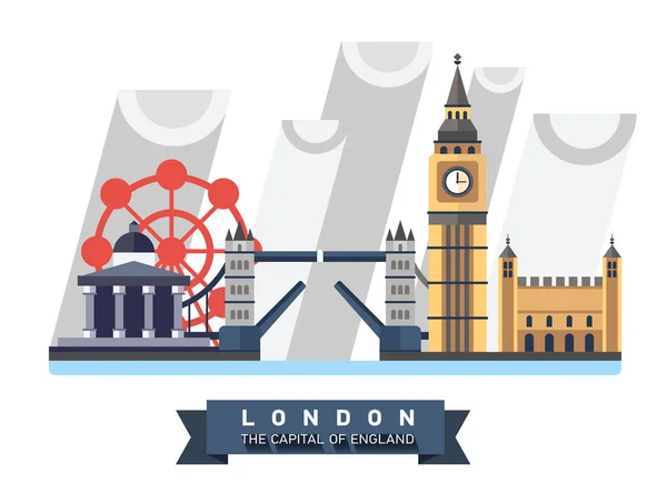 Great Britain. England. London panorama — Stock Vector