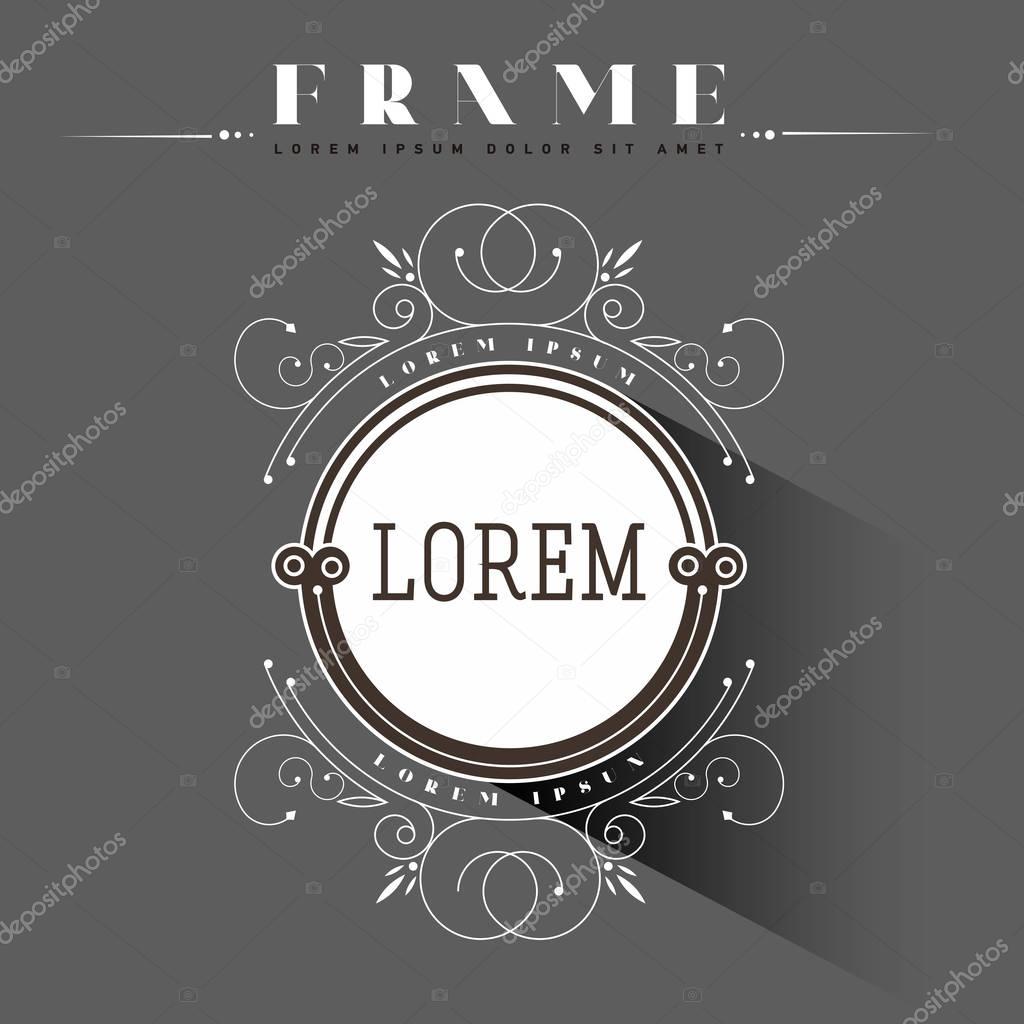 Luxury, classic, art deco, linear, minimal, hipster geometric, vintage, monogram, frame  border  label for your logo badge or crest Business Identity