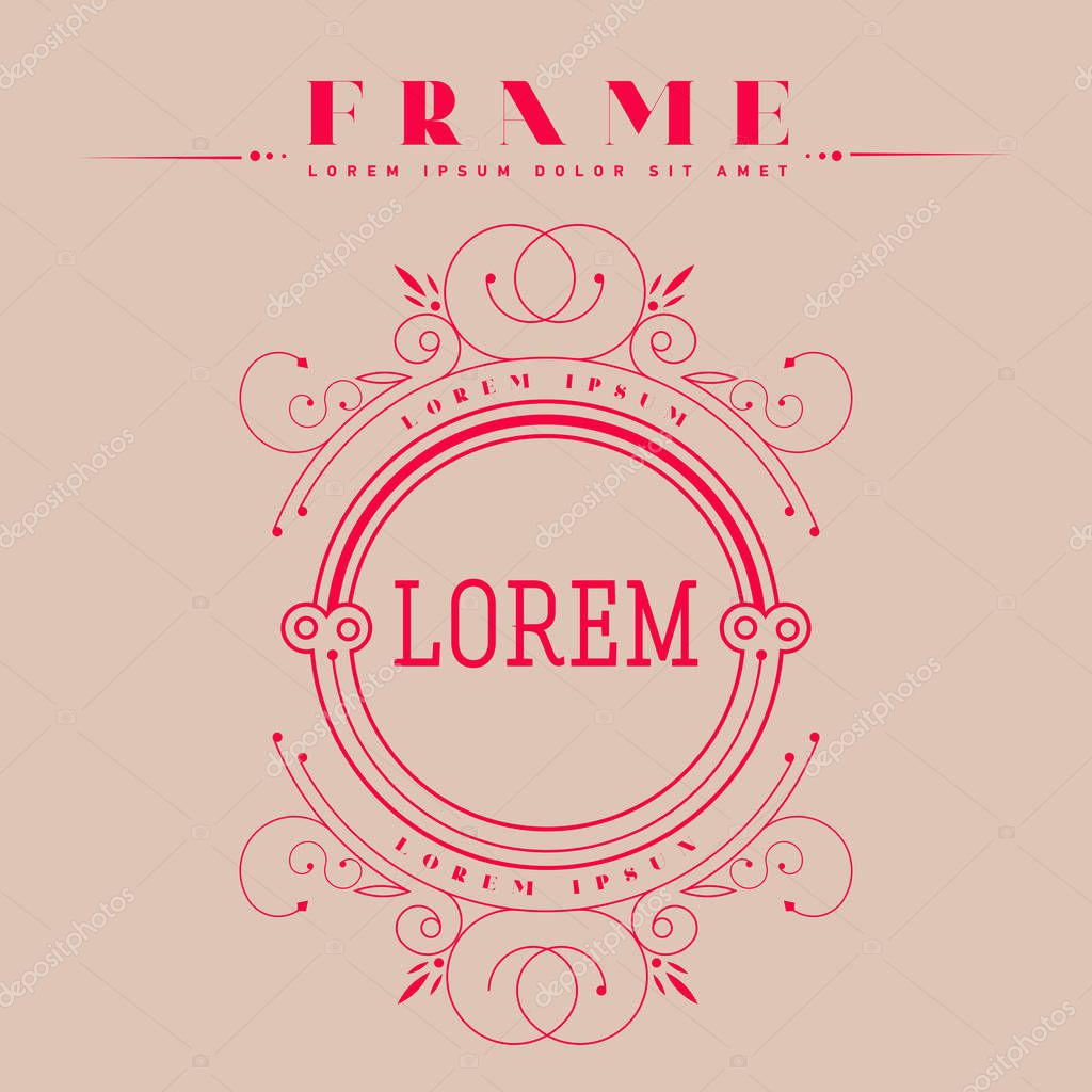 Luxury, classic, art deco, linear, minimal, hipster geometric, vintage, monogram, frame  border  label for your logo badge or crest Business Identity